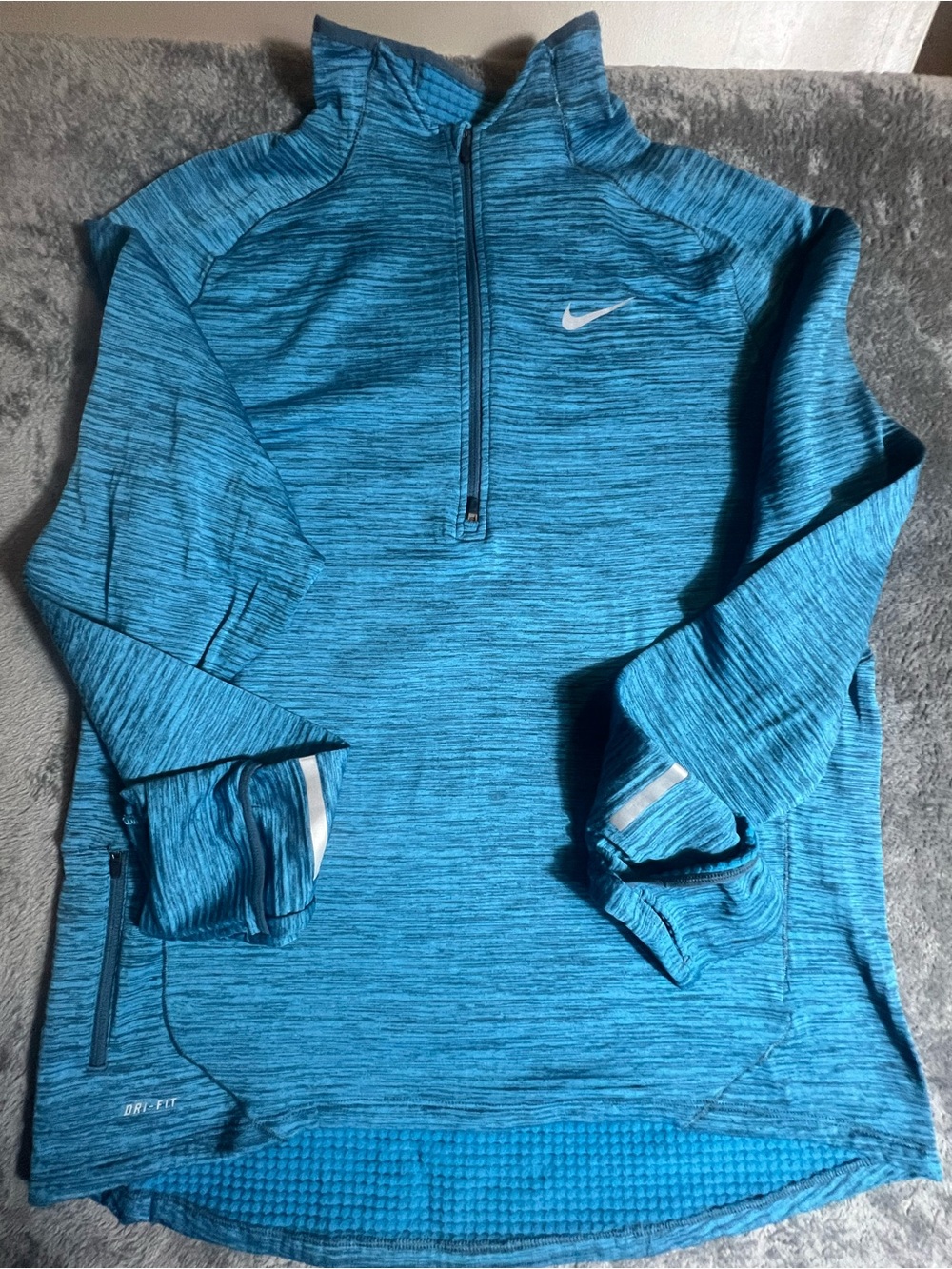 Nike Men’s Teal Space-Dye Half-Zip Performance Sweater